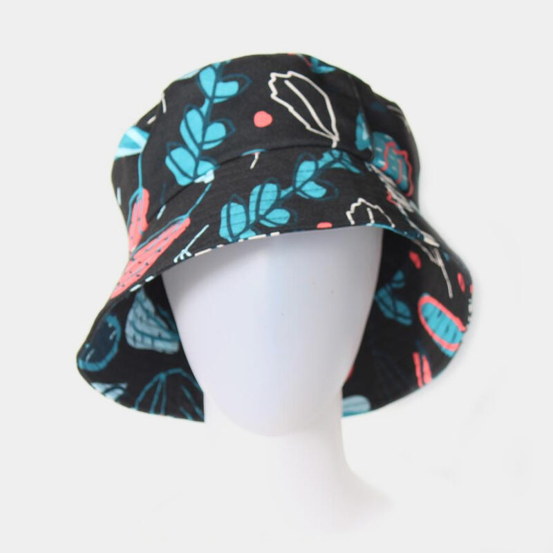 Bucket Hat - Dedaunan - Hitam