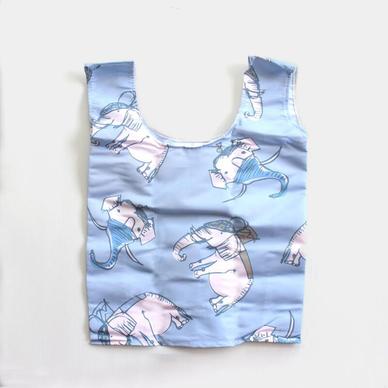 Mini Foldable Shopping Bag – Gajah Kerala - Biru Muda