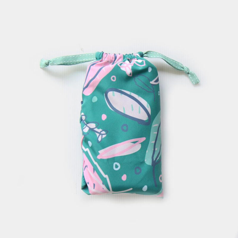 Travel Sajadah (Drawstring Edition) - Dedaunan Hijau Pink