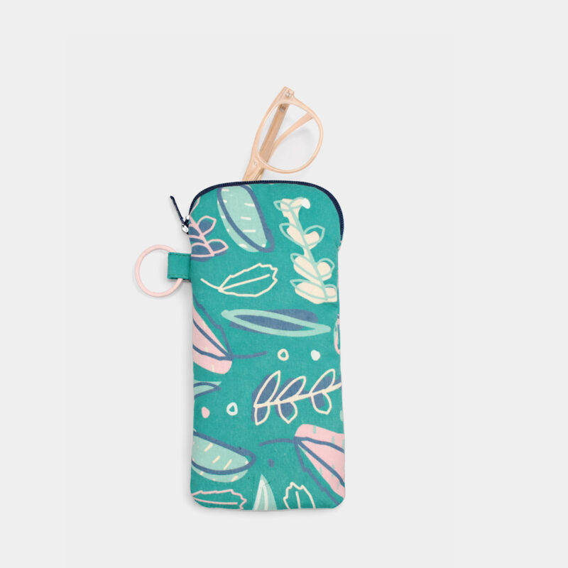 Glasses Pouch - Dedaunan Hijau Pink